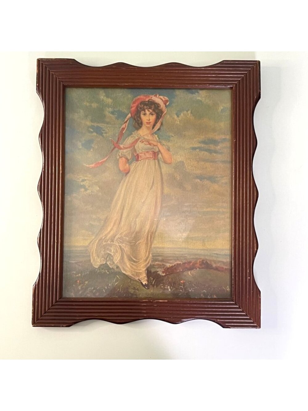 Vintage Pinkie Print Reproduction of 1794 Painting by Thomas Lawrence Wood Frame